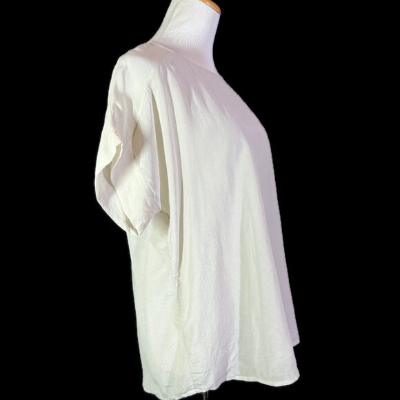 Tommy Bahama Size S Sheer Silk Short Sleeve Crepe Blouse Top Pale Grey - Picture 9 of 10